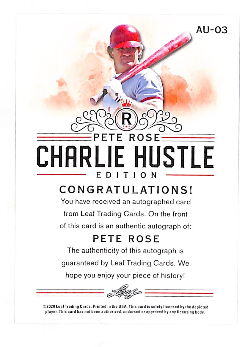 2020 Leaf Pete Rose Charlie Hustle Edition Pete Rose Full Set #AU-03