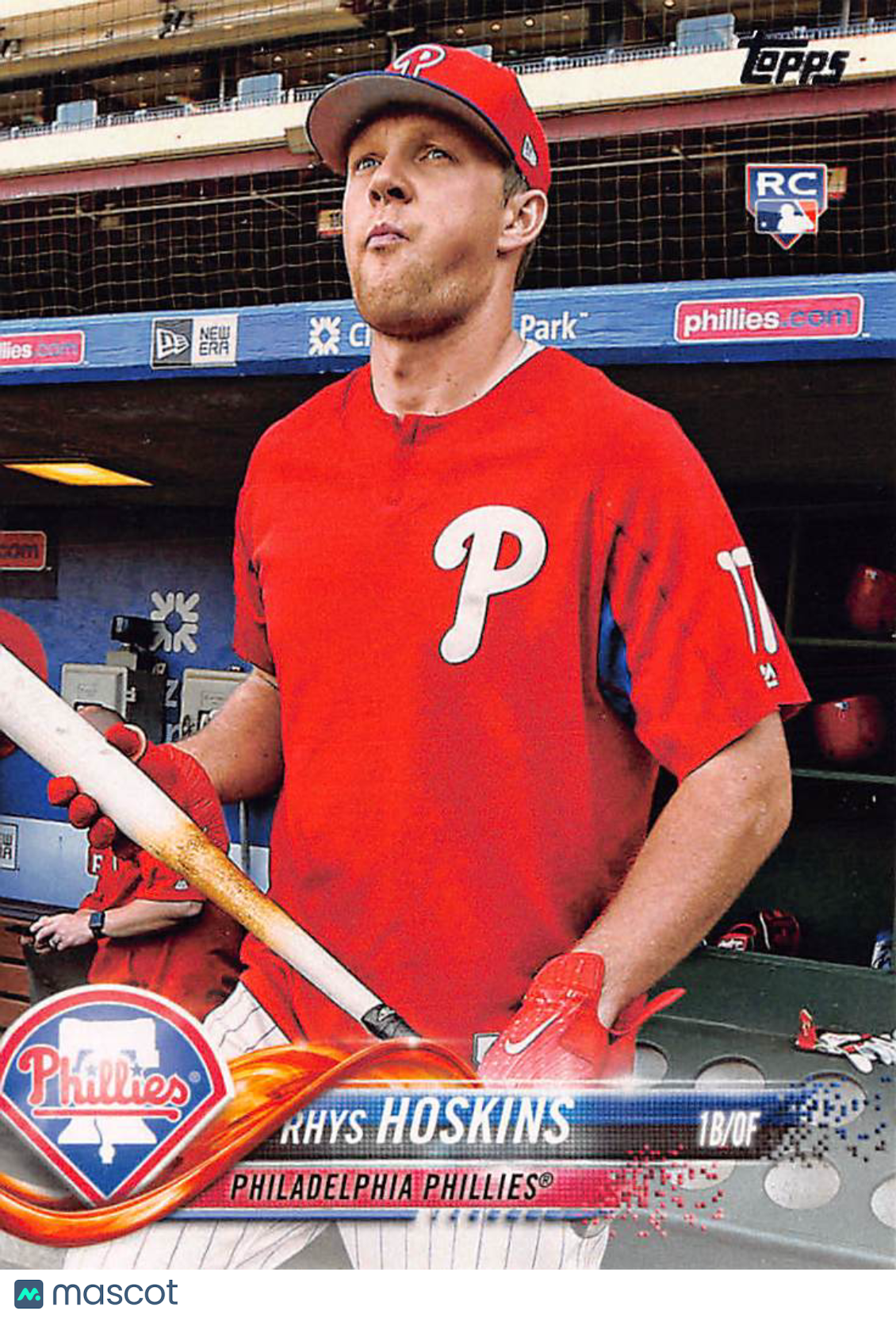 2018 Topps Series 1 Rhys Hoskins Short Print Image Variation RC #259 Phillies