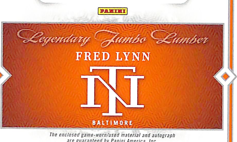 2018 Panini National Treasures Legendary Jumbo Lumber Fred Lynn Auto /25 Orioles