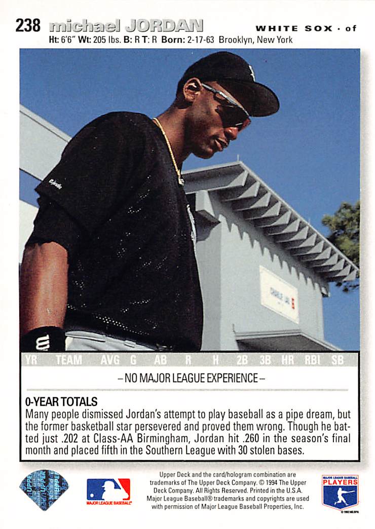 1994 Upper Deck Collector's Choice Special Edition Michael Jordan #238 White Sox