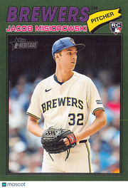 2026 Topps Heritage Jacob Misiorowski Green Rookie RC #144 Milwaukee Brewers