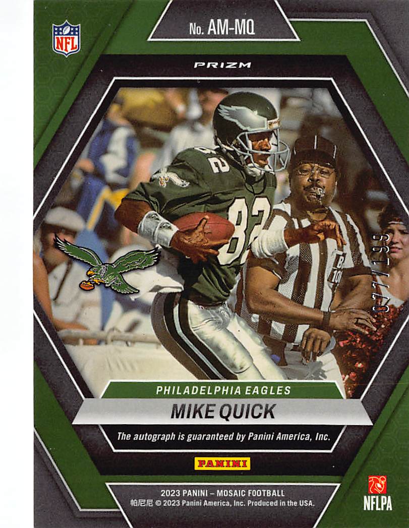 2023 Panini Mosaic Mike Quick Red Auto #AM-MQ Philadelphia Eagles