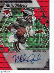 2023 Panini Mosaic Mike Quick Red Auto #AM-MQ Philadelphia Eagles