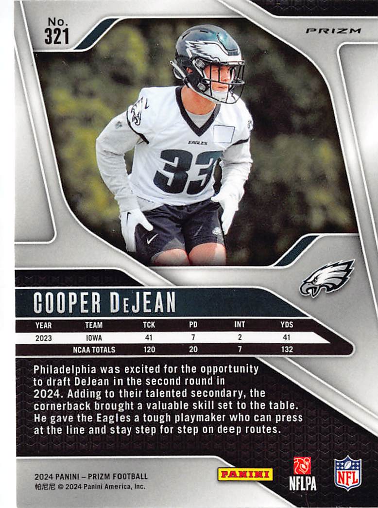 2024 Panini Prizm Football Cooper DeJean Orange Disco Rookie RC #321 Eagles