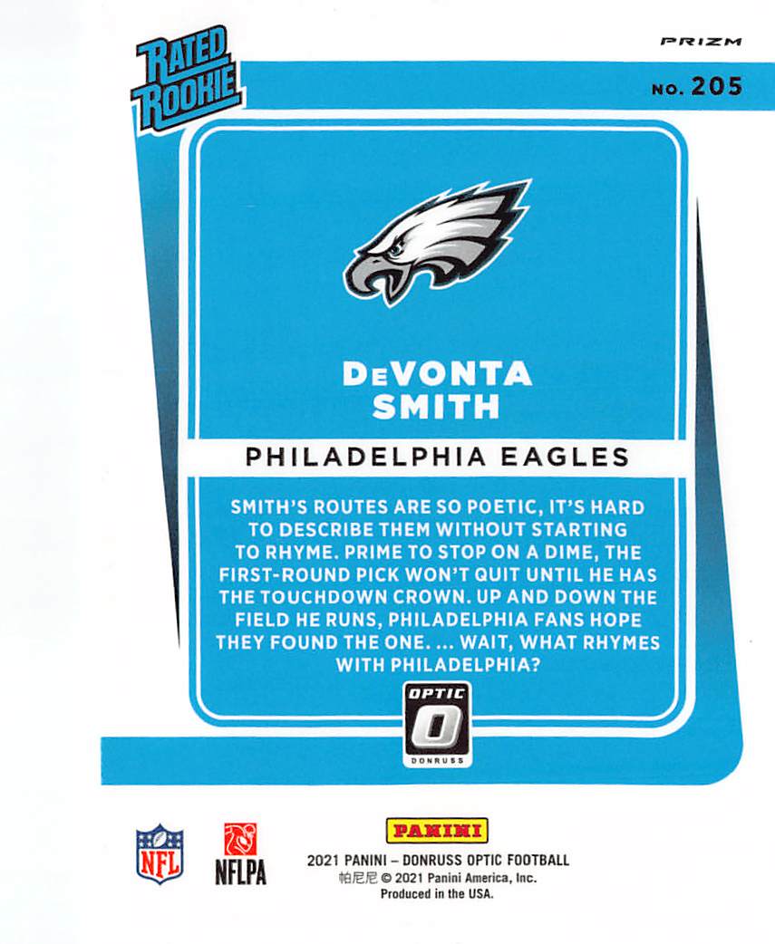 2021 Panini Donruss Optic DeVonta Smith Holo Rookie #205 Philadelphia Eagles