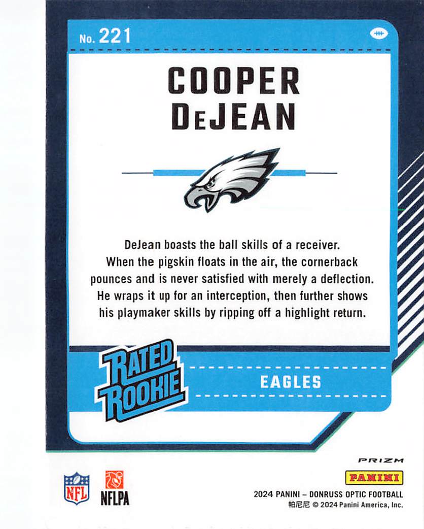 2024 Panini Donruss Optic Cooper DeJean Red Mojo Refractor Rookie #221 Eagles