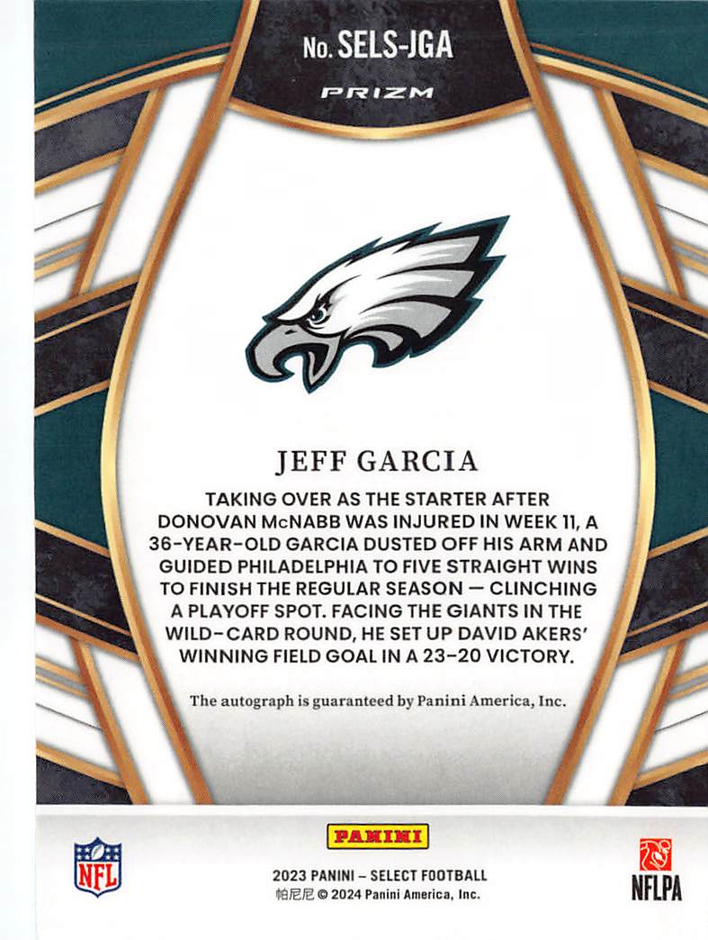 2024 Panini Select Jeff Garcia Autograph #SELS-JGA Philadelphia Eagles