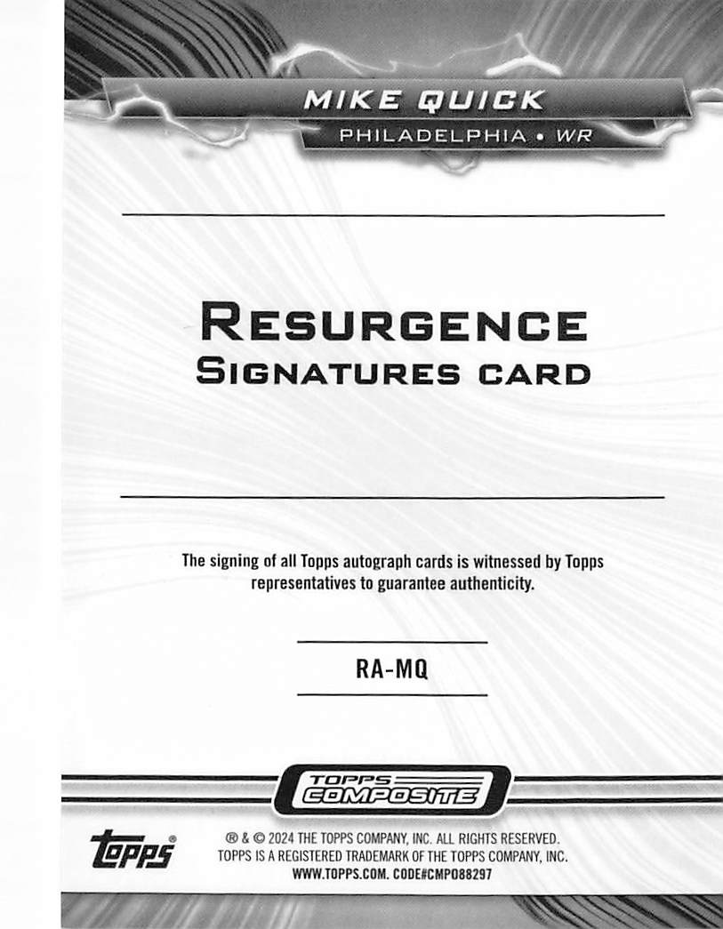 2024 Topps Composite Resurgence Signatures Mike Quick Autograph #RA-MQ Eagles