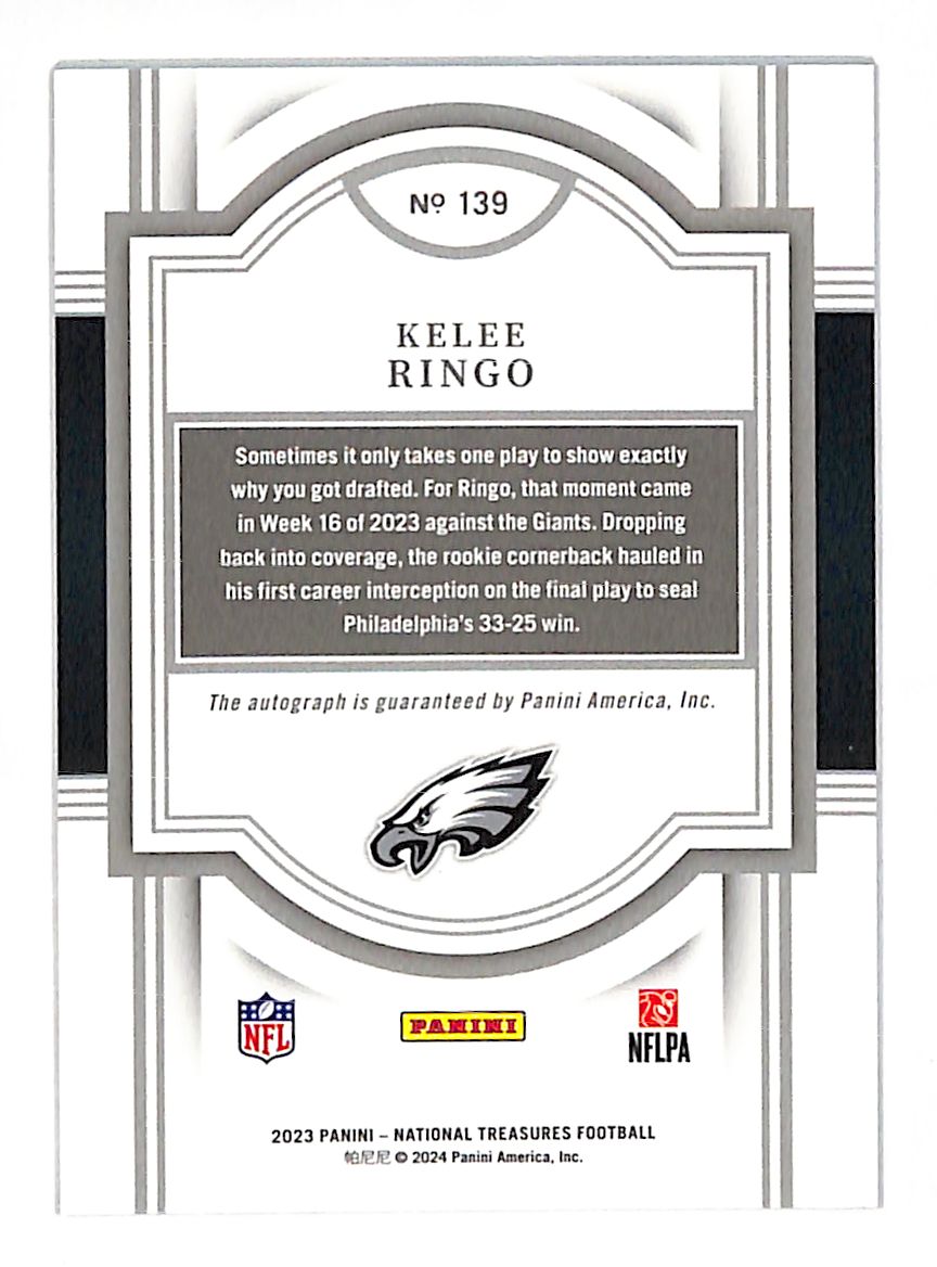 2024 Panini National Treasures Kelee Ringo Autograph Rookie RC #139 Eagles
