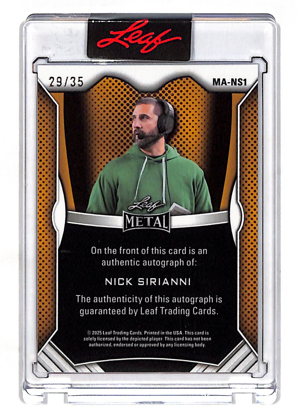 2025 Leaf Metal Football Nick Sirianni Blue Autograph /35 #MA-NS1 Eagles