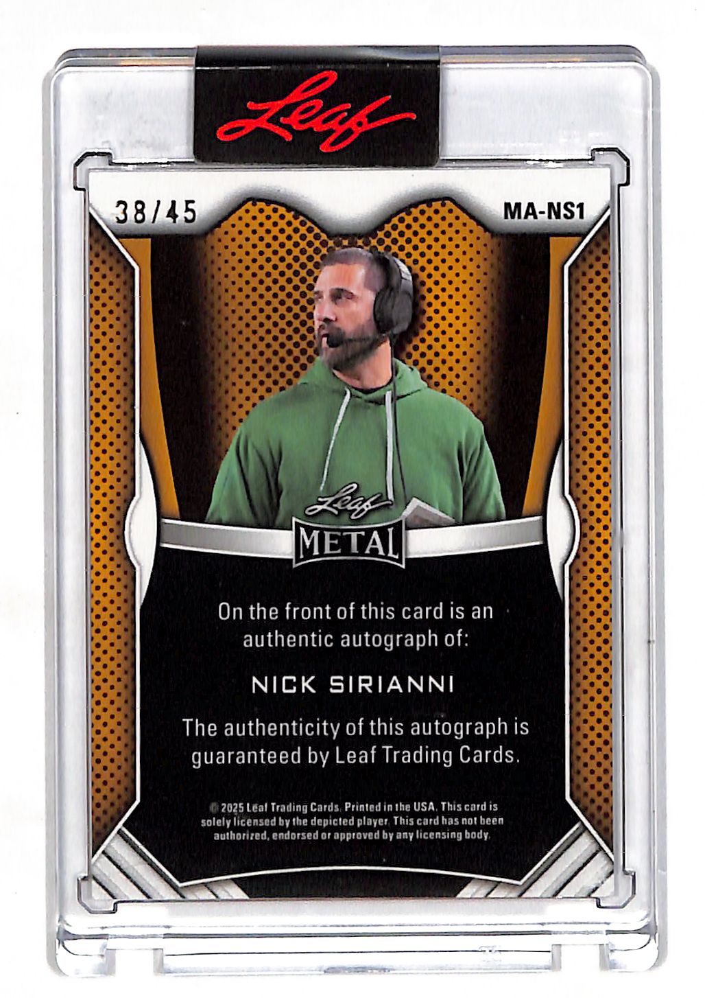 2025 Leaf Metal Nick Sirianni Orange Autograph /45 #MA-NS1 Philadelphia Eagles