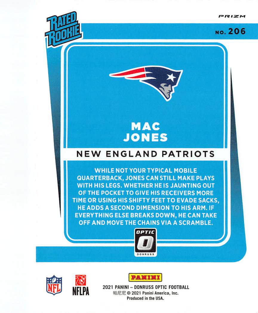 2021 Panini Donruss Optic Football Mac Jones Purple Shock Rookie #206 Patriots