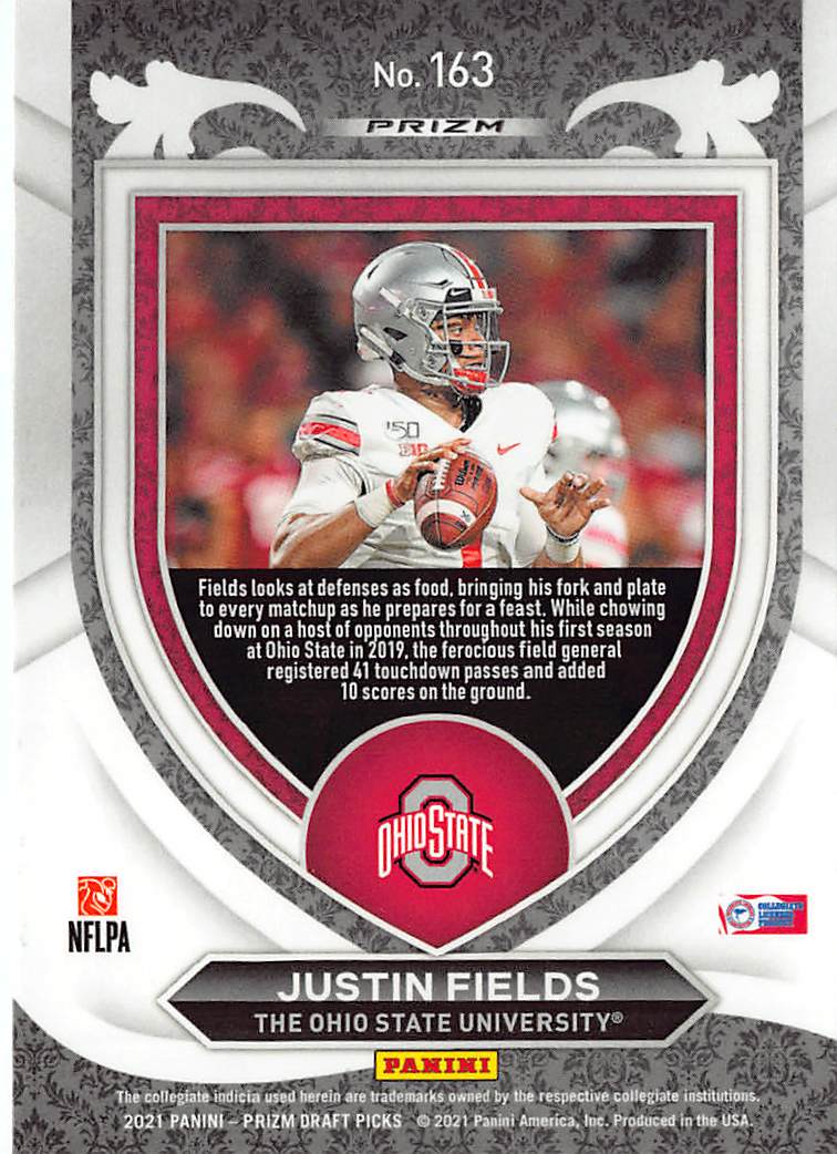 2021 Panini Draft Picks Crusade Justin Fields Green Rookie RC #163 Ohio State