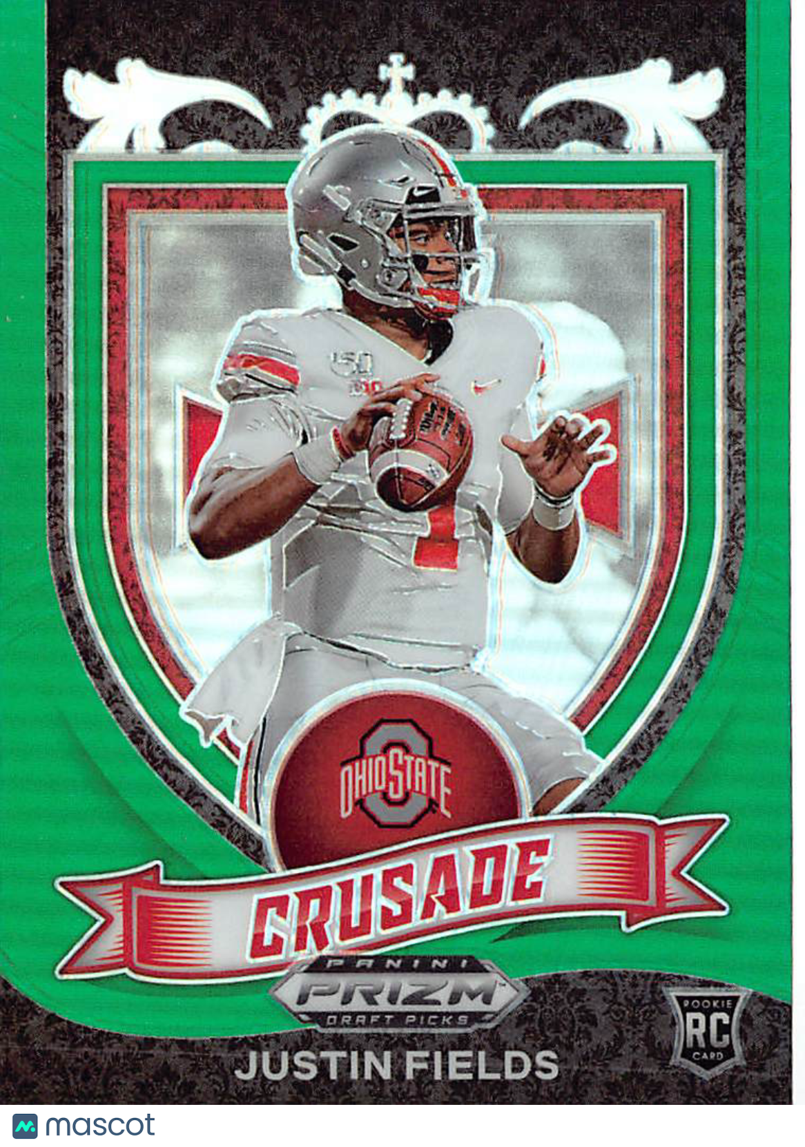 2021 Panini Draft Picks Crusade Justin Fields Green Rookie RC #163 Ohio State