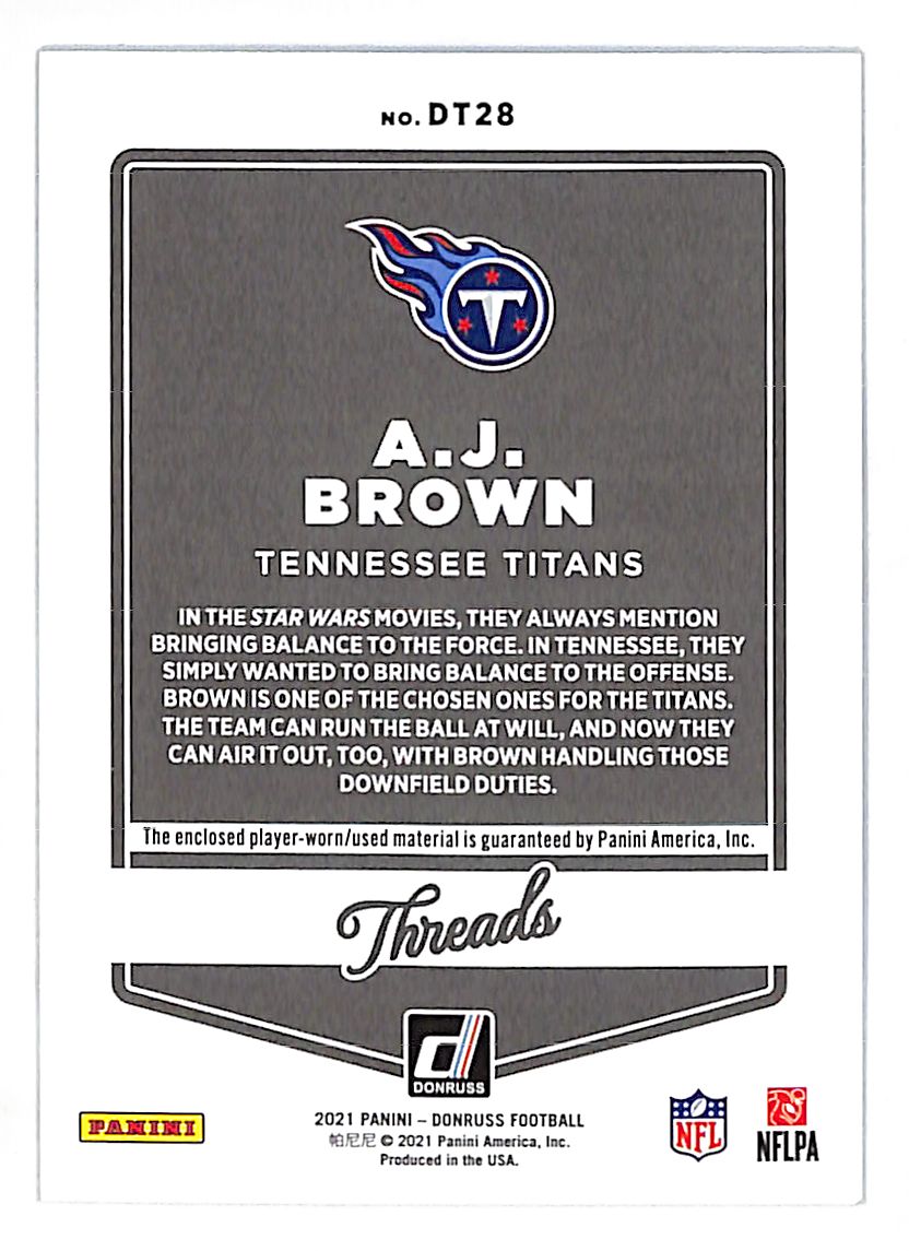 2021 Panini Donruss Threads A.J. Brown Patch Memorabilia #DT28 Tennessee Titans