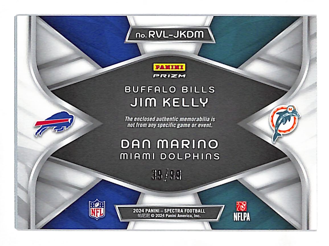 2024 Panini Spectra Kelly Marino Rivals Patch /99 #RVL-JKDM Bills Dolphins
