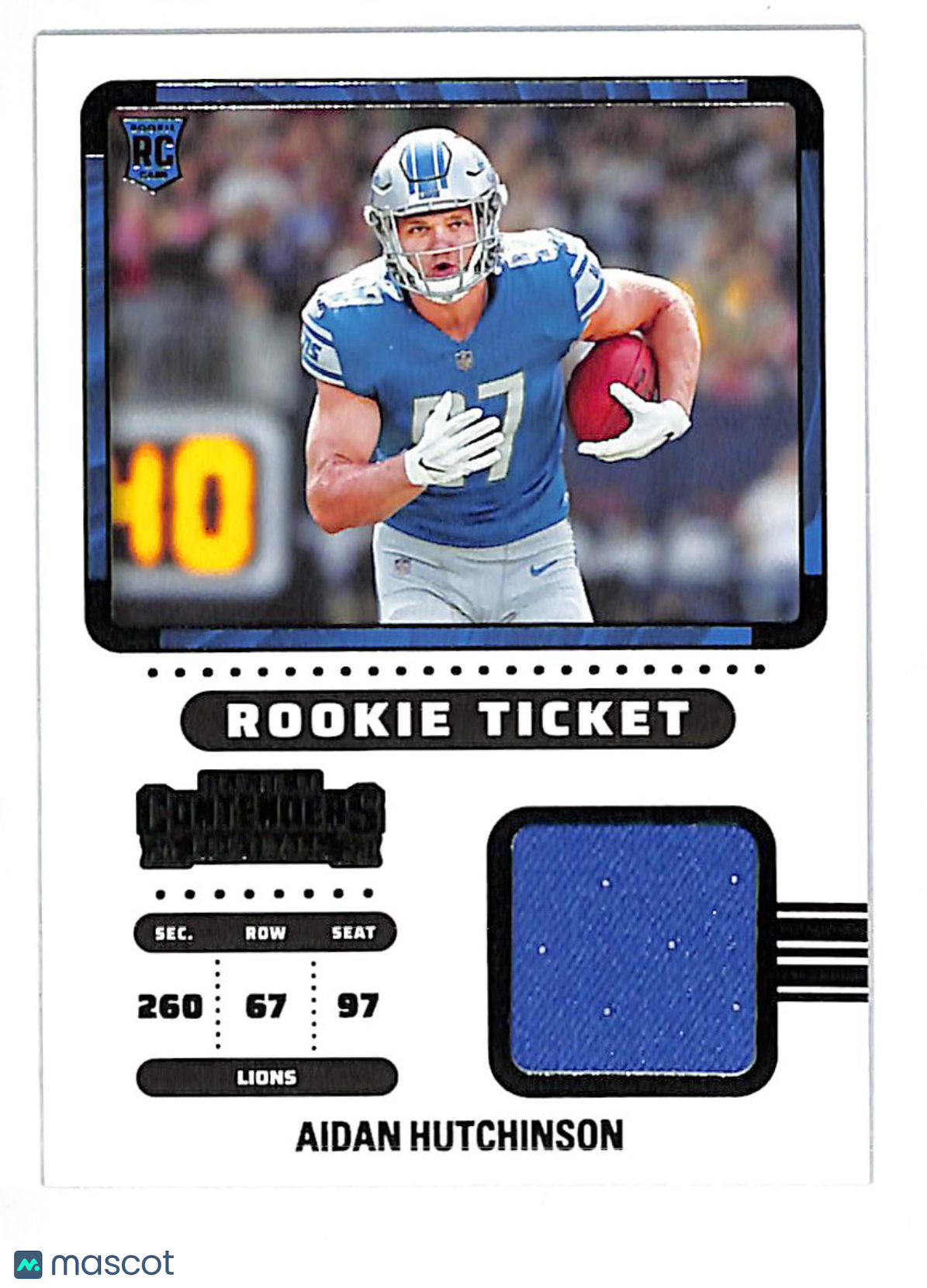 2023 Panini Contenders Aidan Hutchinson Ticket Patch Rookie RC #RTS-AHU Lions