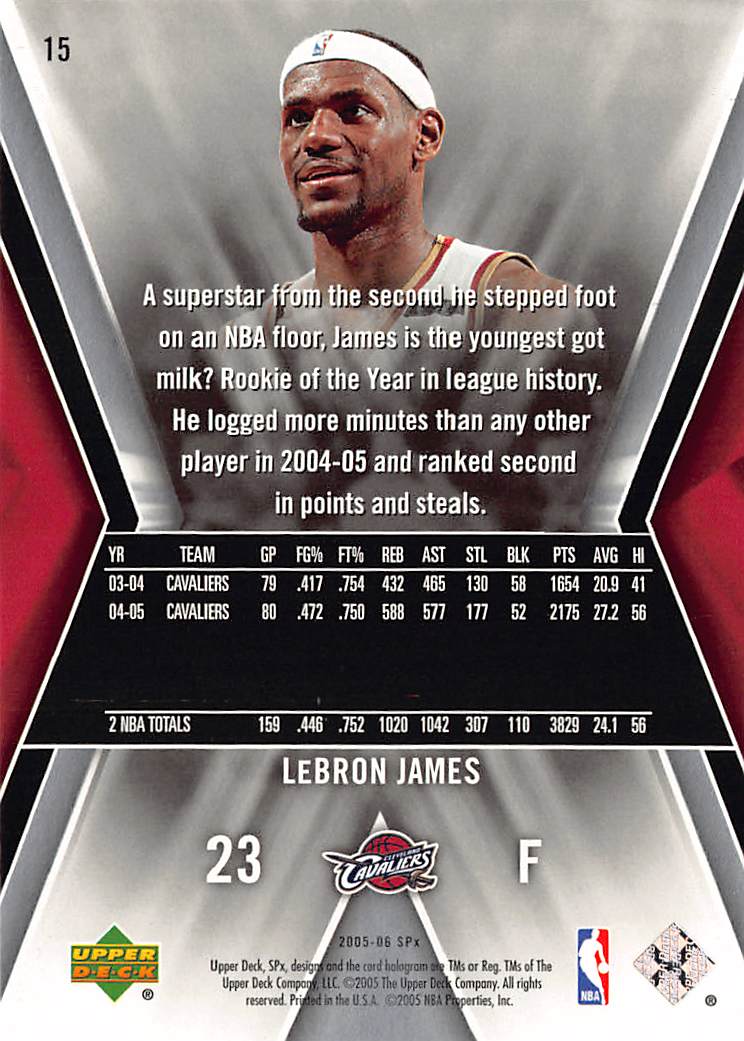 2004-05 Upper Deck SPx LeBron James #15 Cleveland Cavaliers