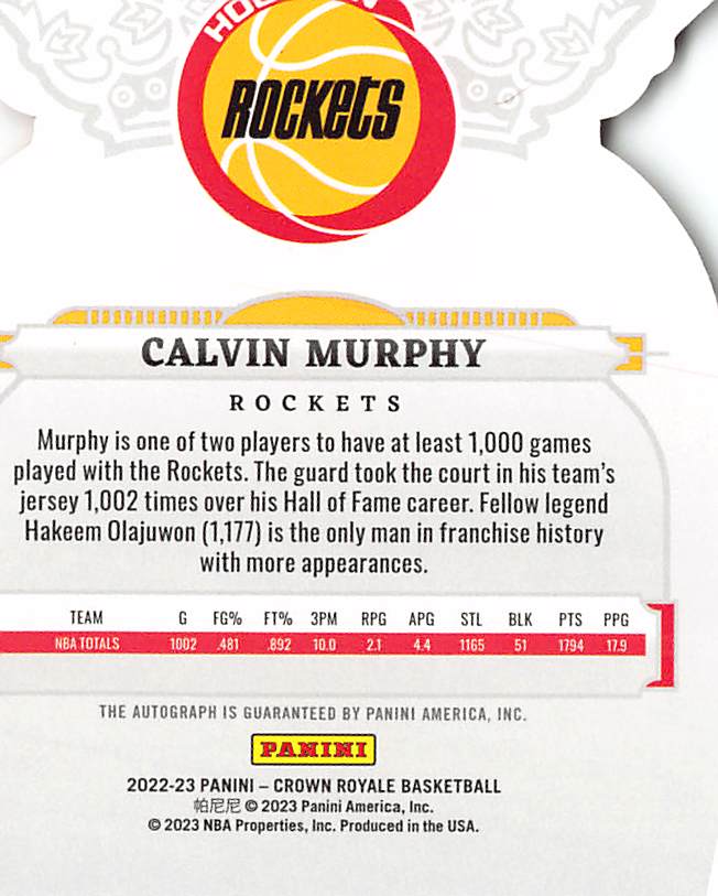 2022-23 Panini Crown Royale Calvin Murphy Red Autograph /99 Houston Rockets
