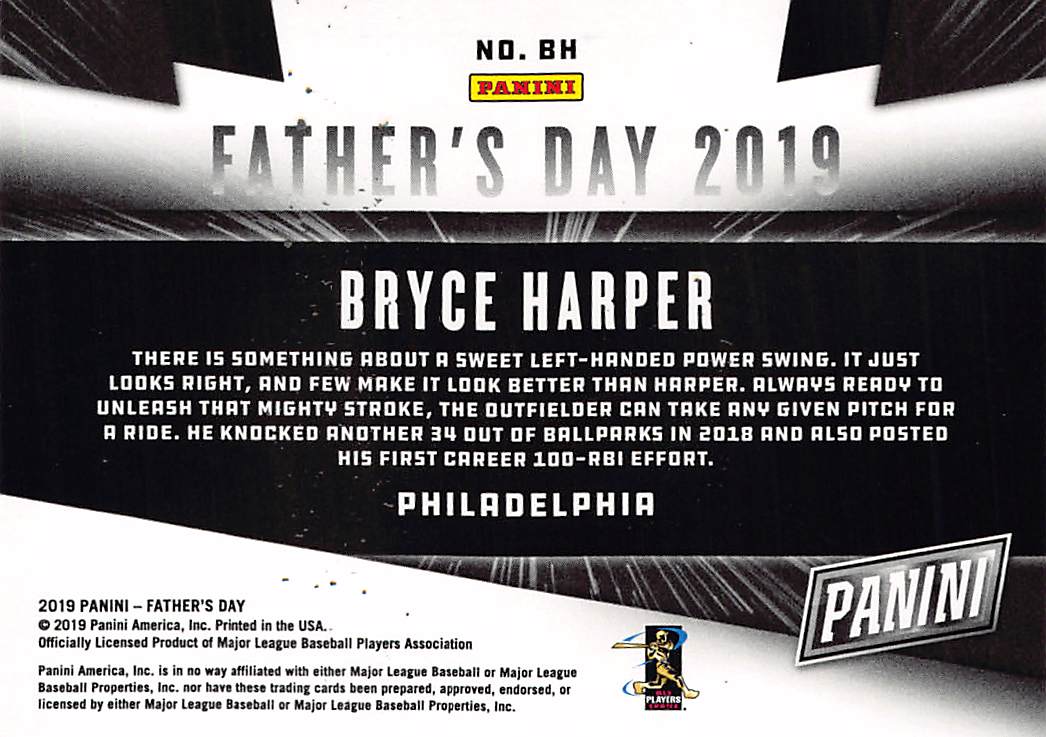 2019 Panini Father's Day Bryce Harper /50 #BH Philadelphia Phillies