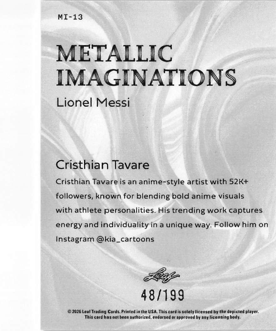 2026 Leaf Metal Metallic Imaginations Lionel Messi Pelé Red /199 #MI-13 Brazil