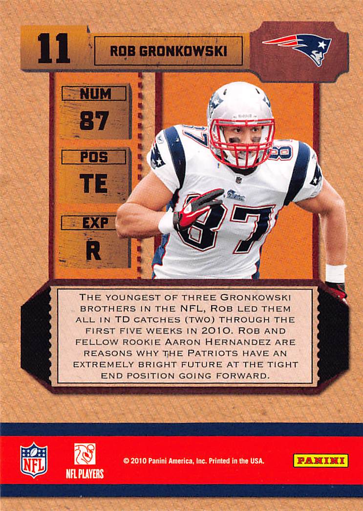 2010 Playoff Contenders Rookie of the Year Contenders Rob Gronkowski 11 Patriots