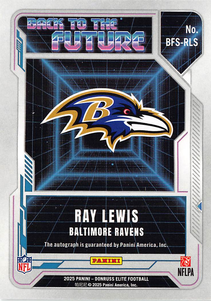 2025 Panini Donruss Elite Ray Lewis Back to The Future Auto /149 #BFS-RLS Ravens