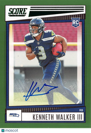 2022 Panini Score Kenneth Walker III Green Autograph Rookie RC #329 Seahawks