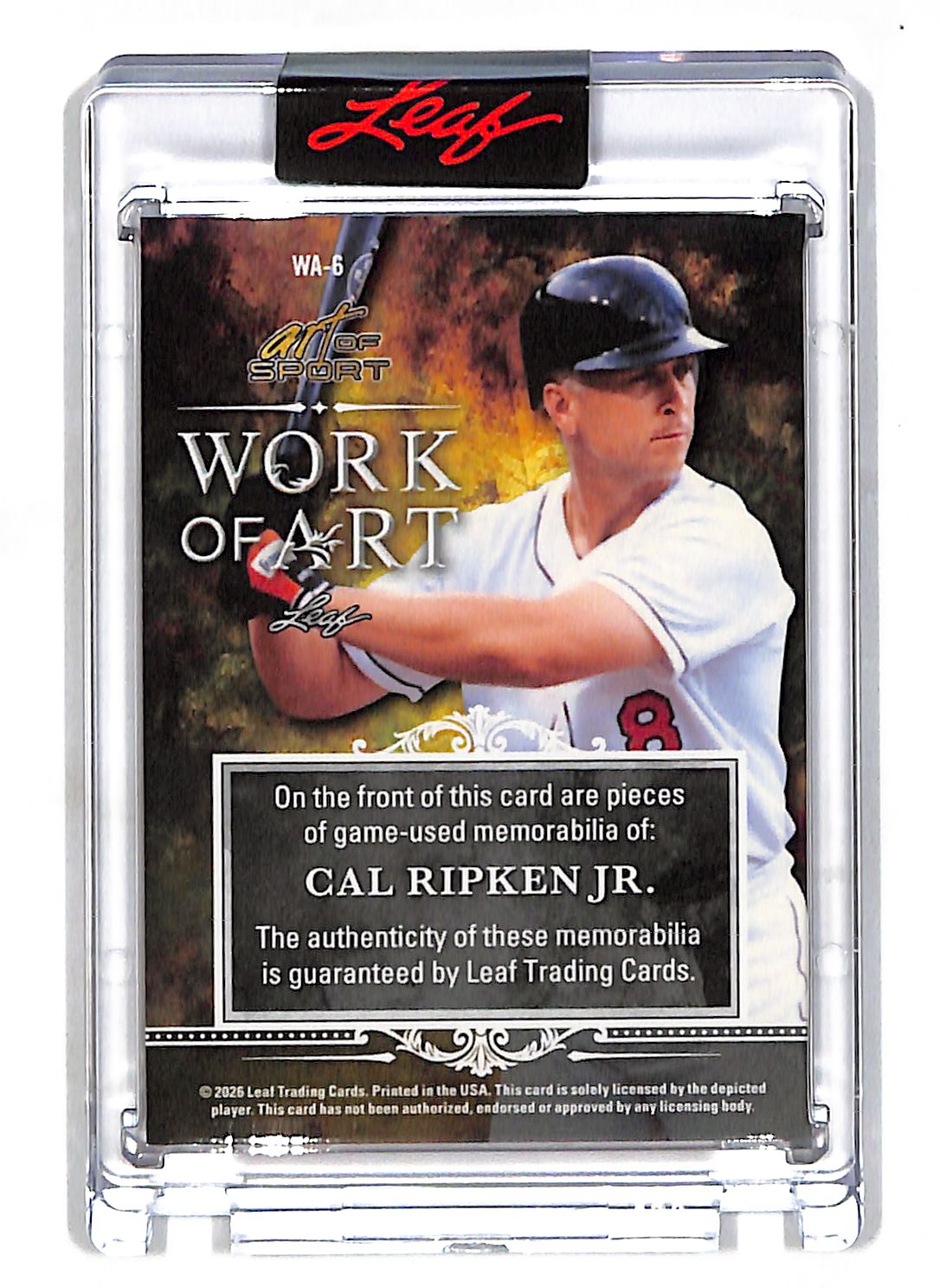 2026 Leaf Art of Sport Cal Ripken Jr. Patch /25 Memorabilia #WA-6 Orioles