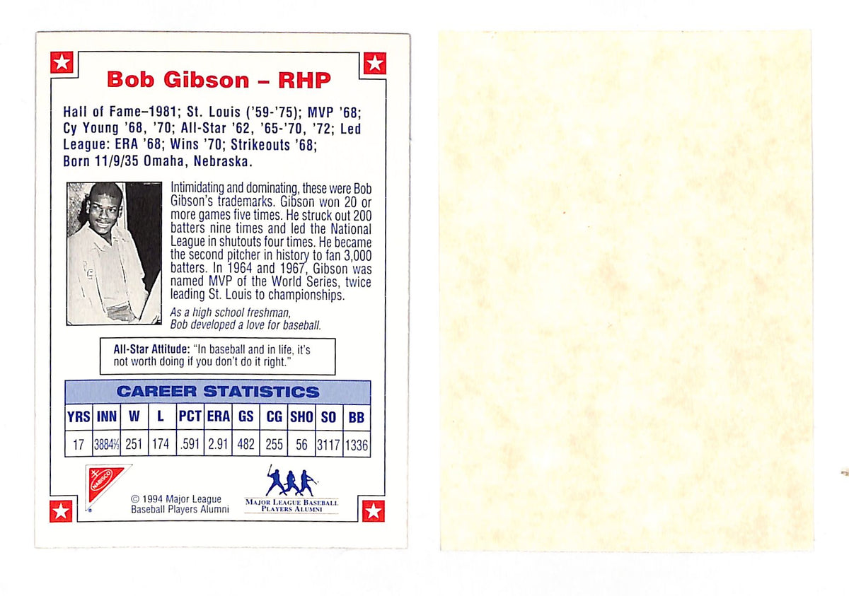 1994 Nabisco All-Star Legends Bob Gibson Autograph St. Louis Cardinals