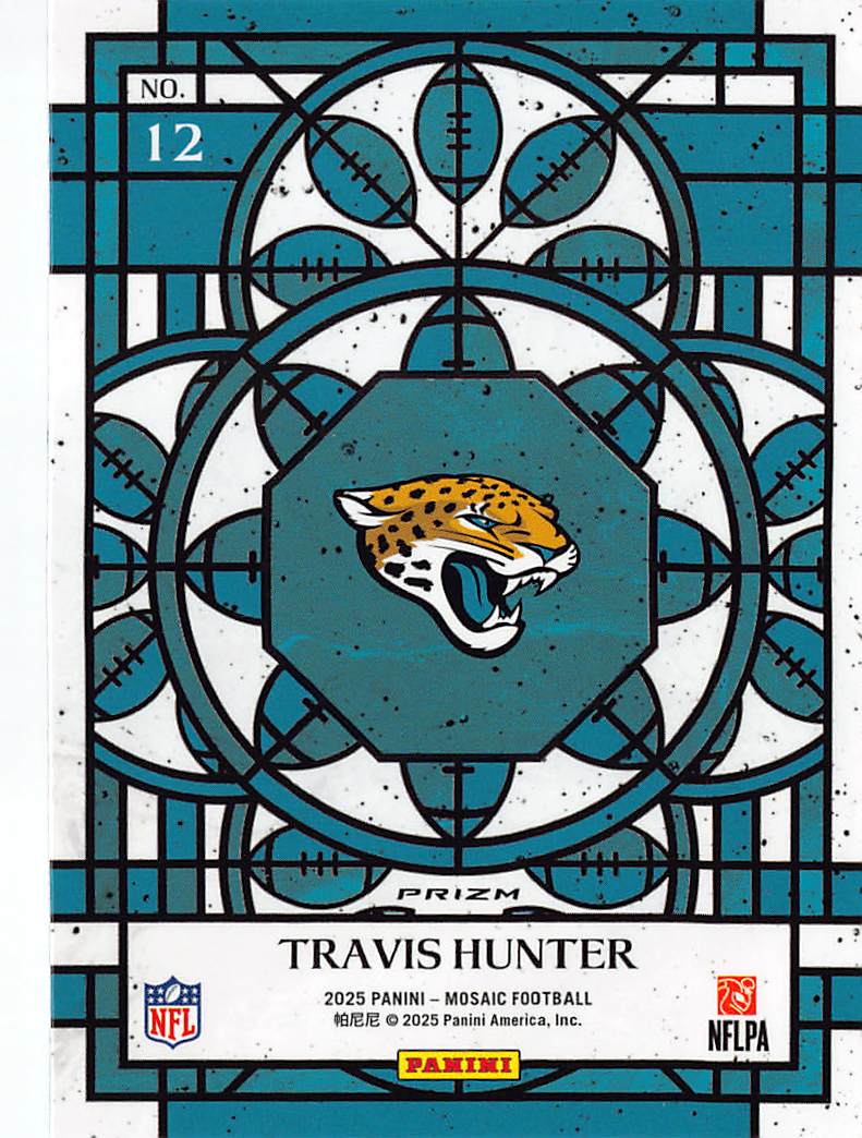 2025 Panini Mosaic Prizm Travis Hunter Stained Glass Rookie RC #12 Jaguars