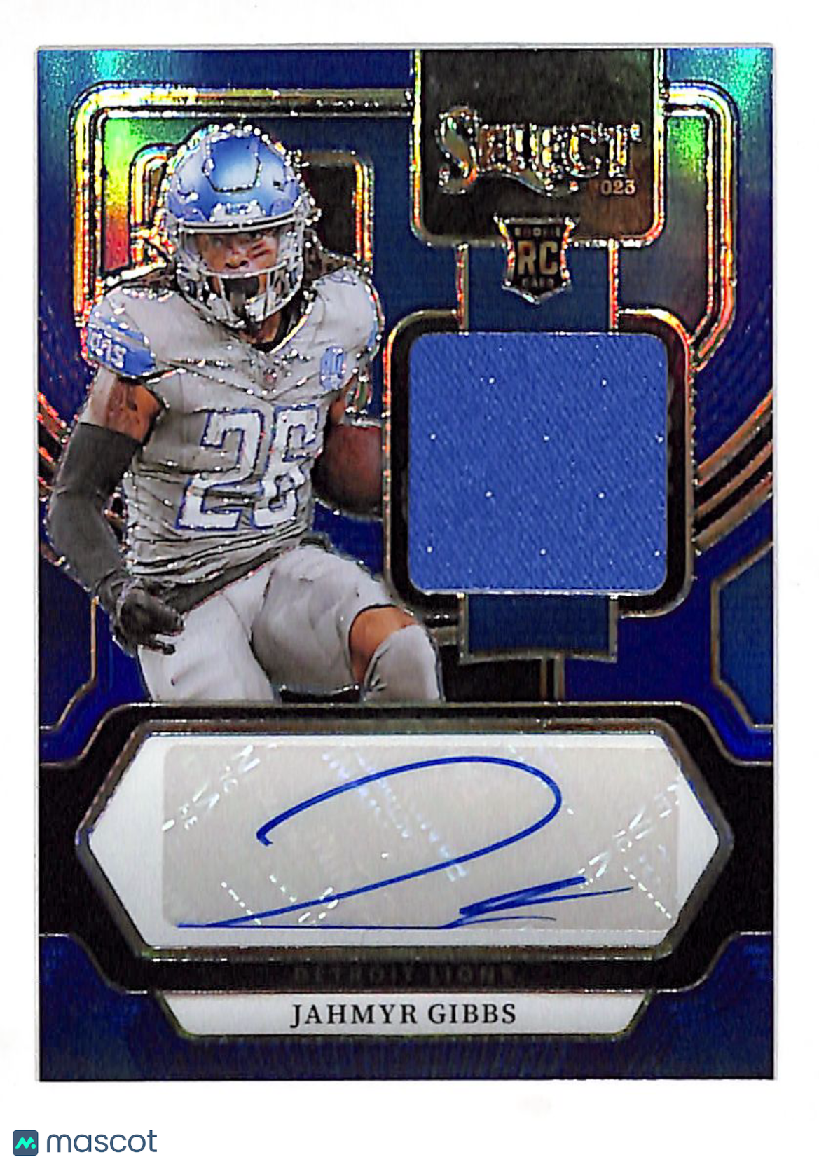 2024 Panini Select Jahmyr Gibbs Blue Patch Auto /16 Rookie RC #RSM-JGI Lions
