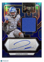 2024 Panini Select Jahmyr Gibbs Blue Patch Auto /16 Rookie RC #RSM-JGI Lions