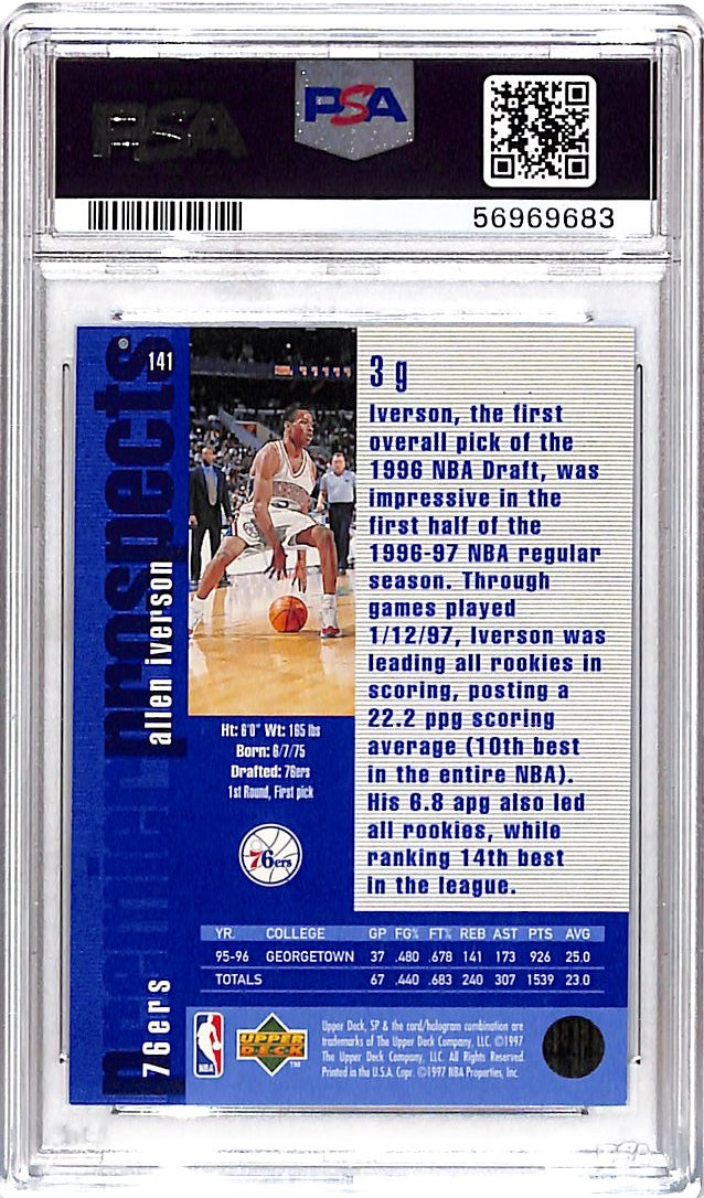 1996 SP Allen Iverson Rookie #141 PSA 8 Philadelphia 76ers