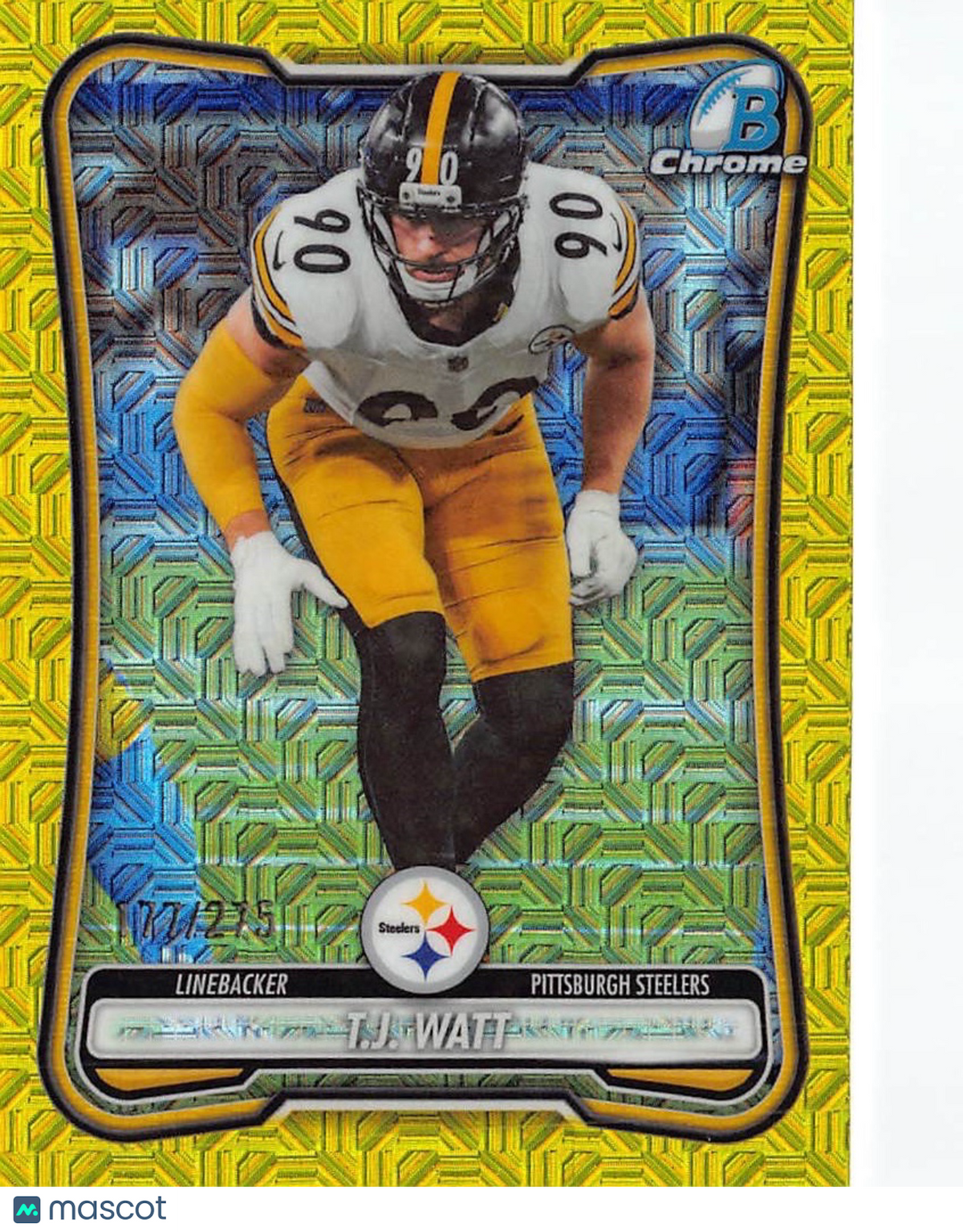 2026 Bowman Chrome T.J. Watt Yellow Mojo Refractor #BCV-86 Pittsburgh Steelers