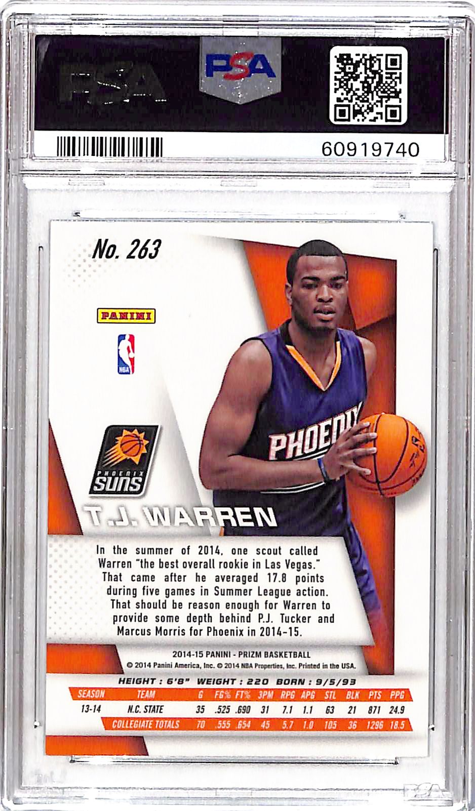 2014 Panini Prizm T. J. Warren #263 PSA 9