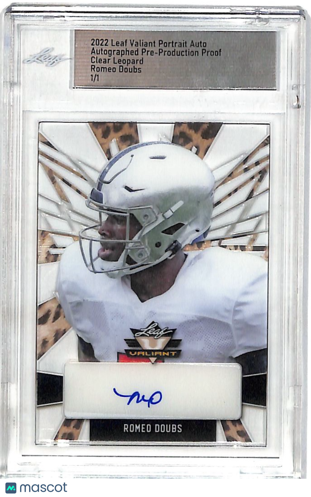 2022 Leaf Valiant Romeo Doubs Auto Autograph Clear Leopard Proof 1/1 Rookie