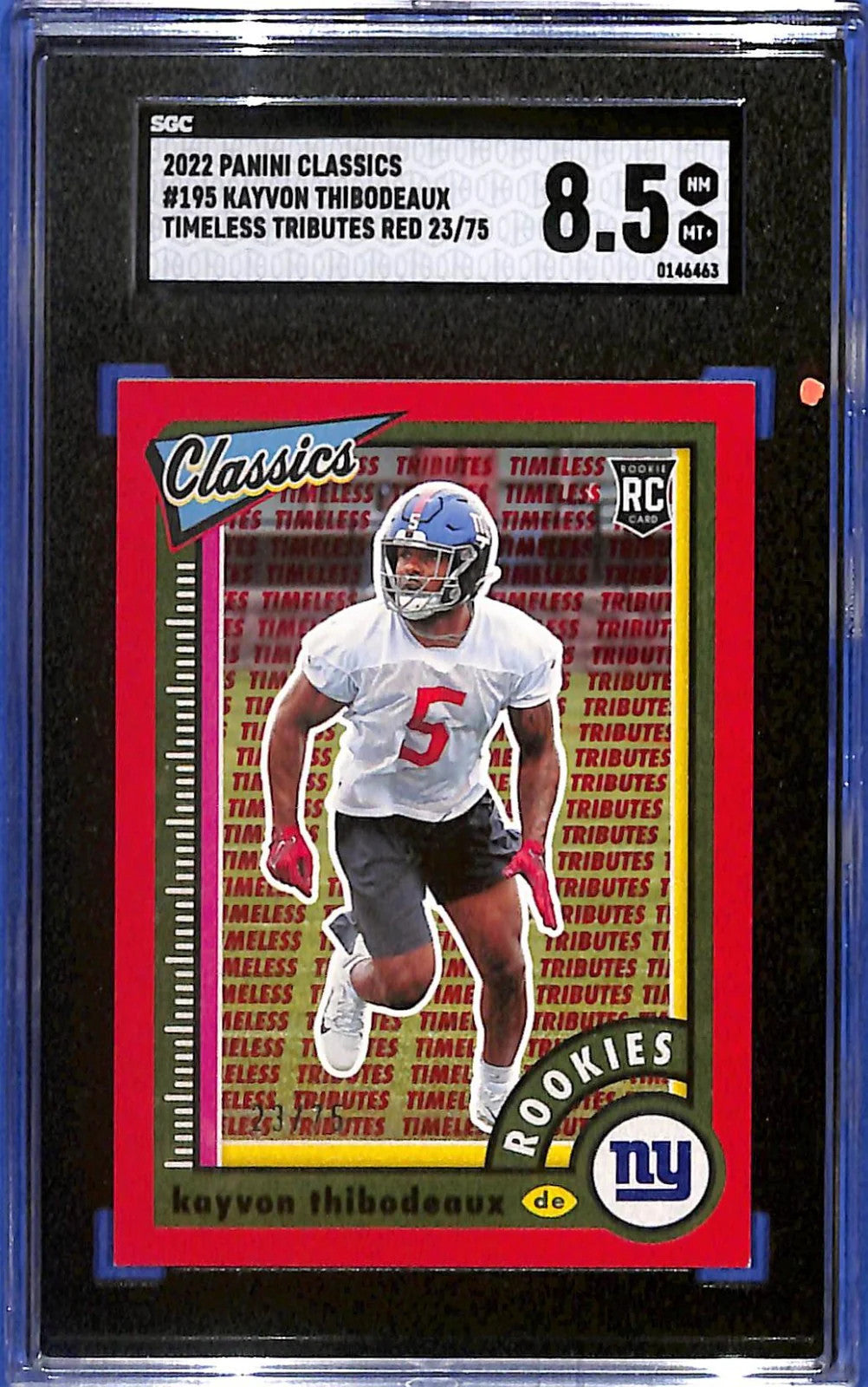 2022 Kayvon Thibodeaux Panini Classic Rookie #195 Timeless Red /75 SGC 8.5 (RC)