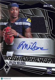 2025 Panini Phoenix Jalen Milroe /249 Rookie Patch RC Autograph RPJ-JME Seahawks