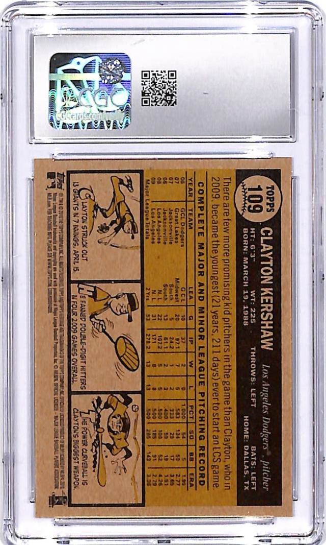 2010 Topps Heritage Clayton Kershaw #109 CGC 10 Dodgers