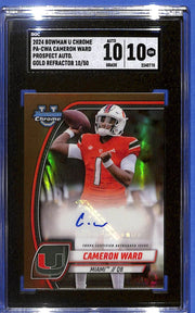 2024 Cameron Ward Bowman University Chrome #38 Gold Refractor Auto # 10/50 (RC)