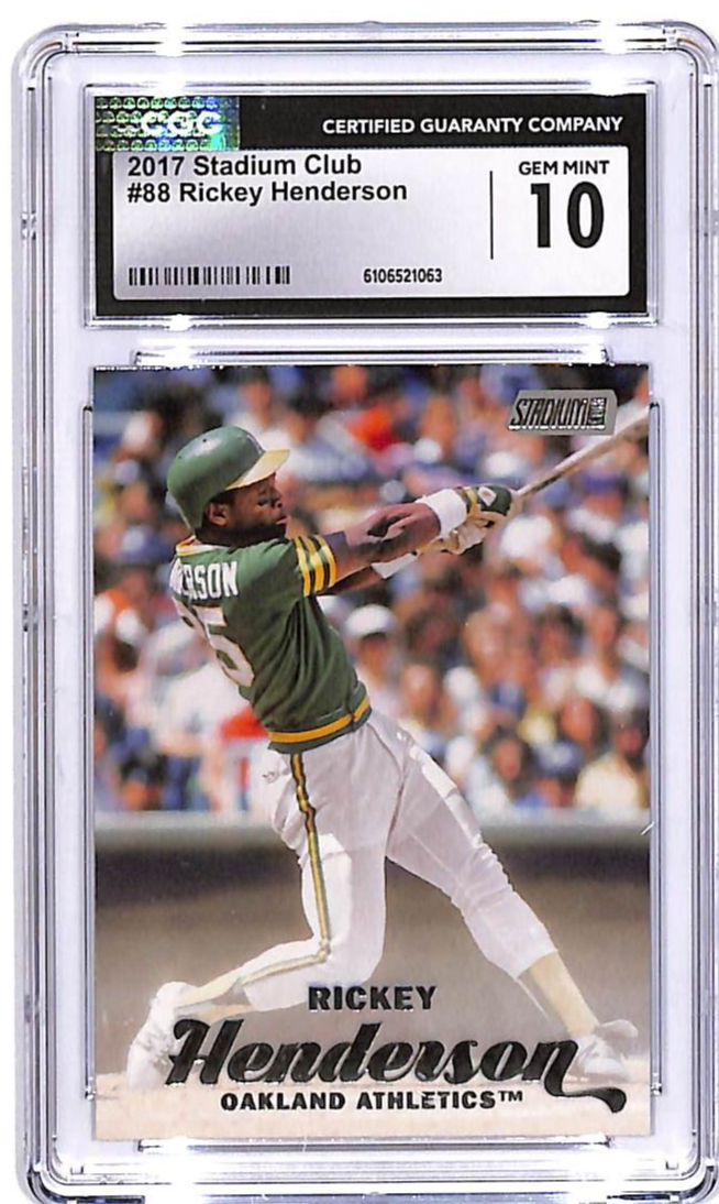 2017 Stadium Club Rickey Henderson #88 CGC 10 Atheltics