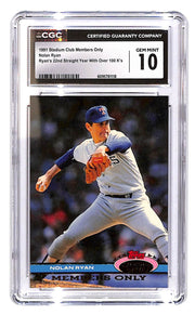 1991 Nolan Ryan Topps Stadium Club Members Only CGC Gem Mint 10