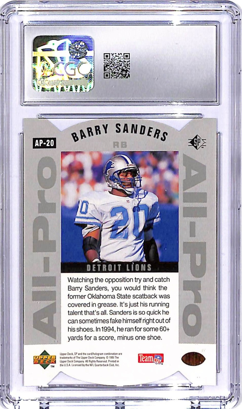 1995 SP Barry Sanders All Pro #20 CGC 9.5 Lions