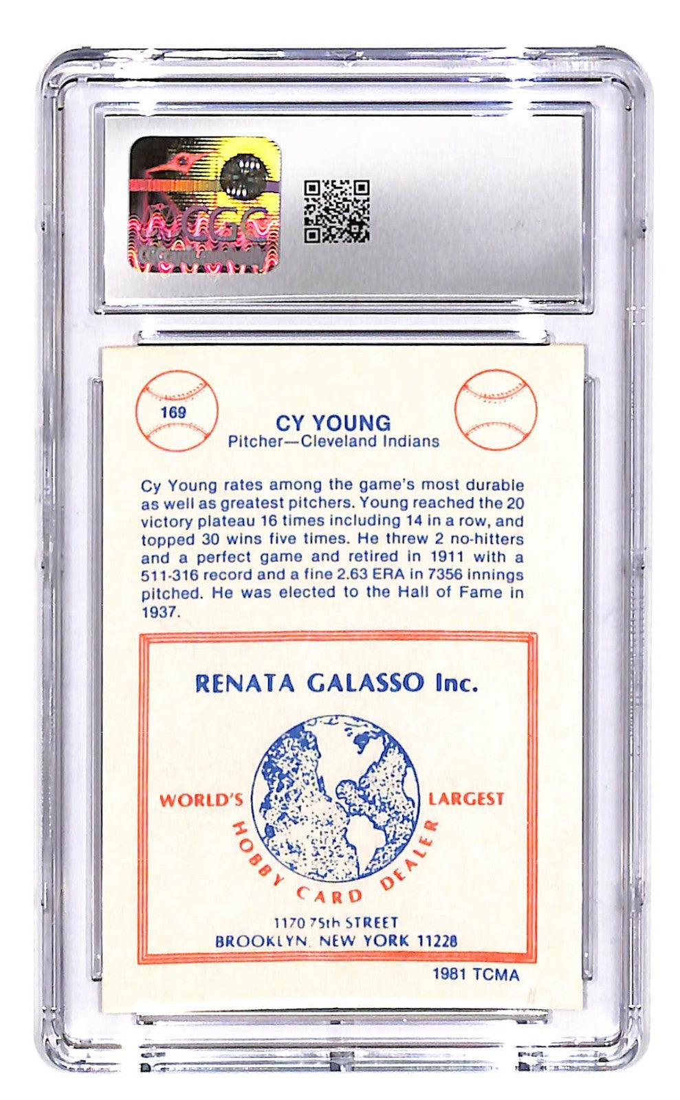 1981 TCMA Renata Galasso - Series 4 Cy Young #169 CGC 9