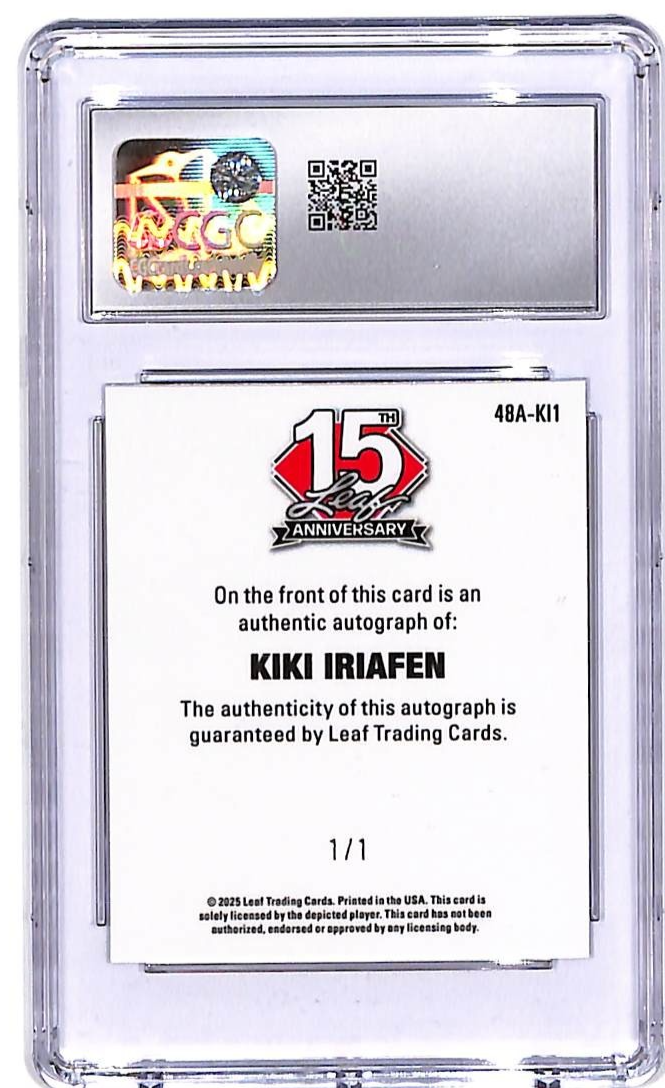2025 Leaf 15th Anniversary Kiki Iriafen Auto Autograph Green Shimmer 1/1 CGC 9.5