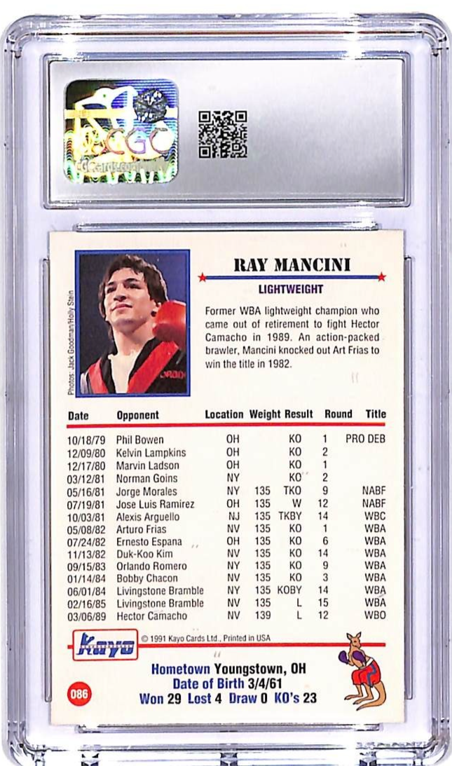 1991 Kayo Ray Mancini #86 Rookie RC CGC 9.5