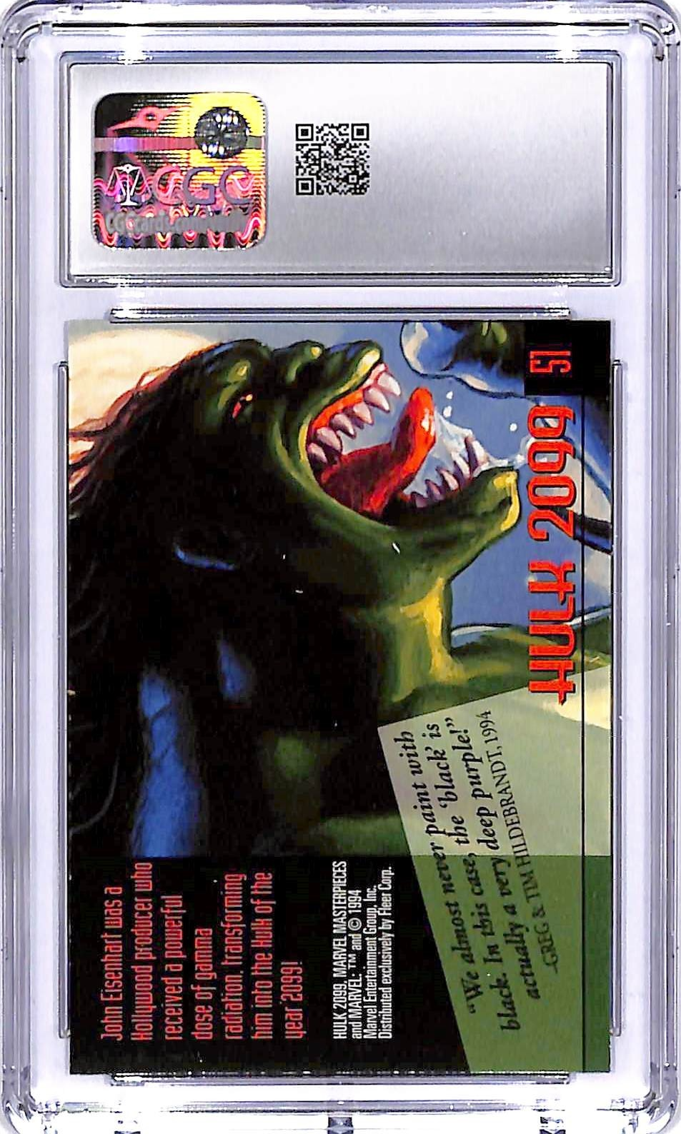 1994 Fleer Marvel masterpieces Hulk 2099 #51 CGC 9.5