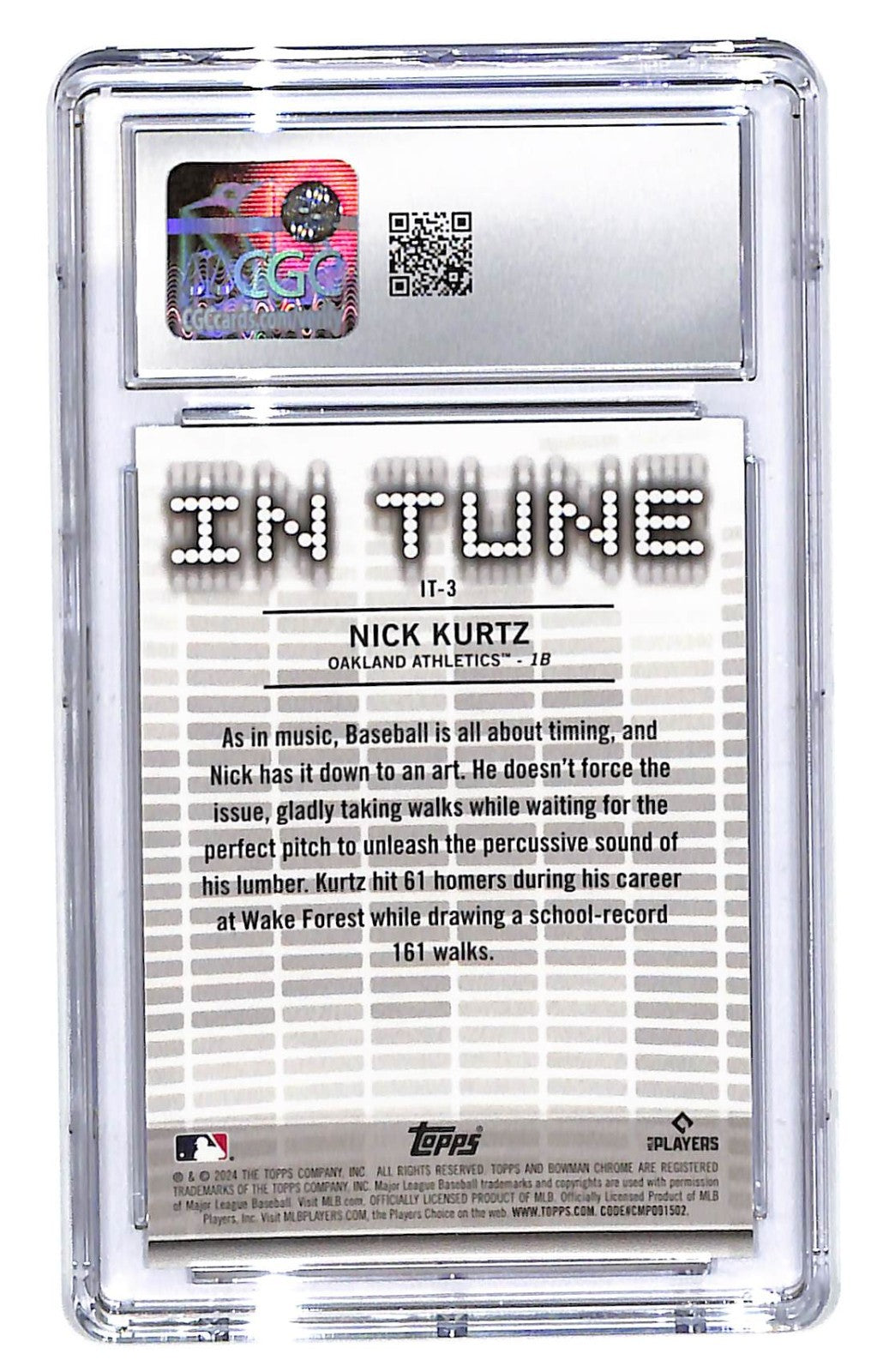 2024 Nick Kurtz Bowman Draft - In Tune #IT-3 (RC) CGC Gem Mint 10