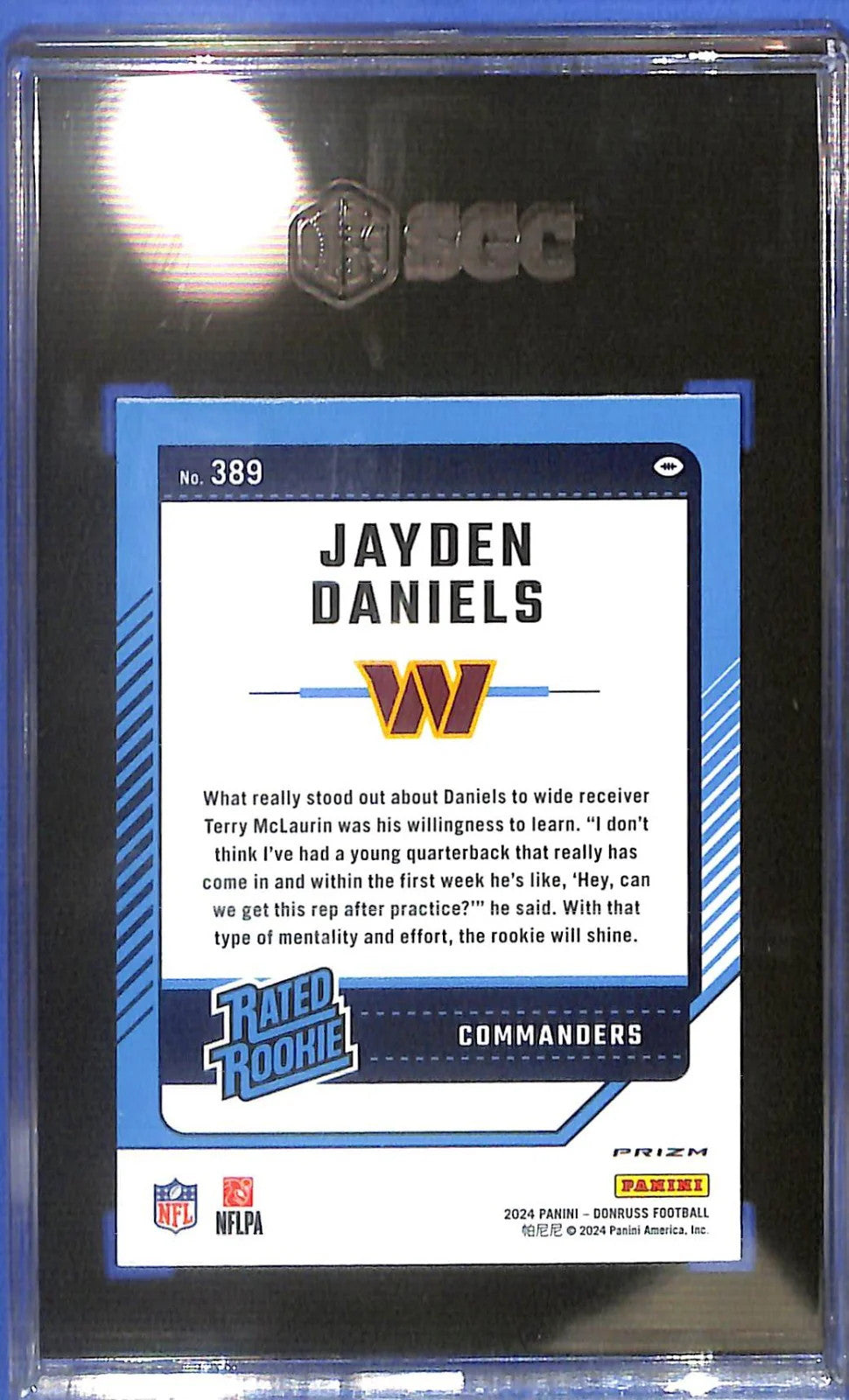 2024 Donruss Jayden Daniels Optic Preview Rated Rookie RC Pink SGC 9.5